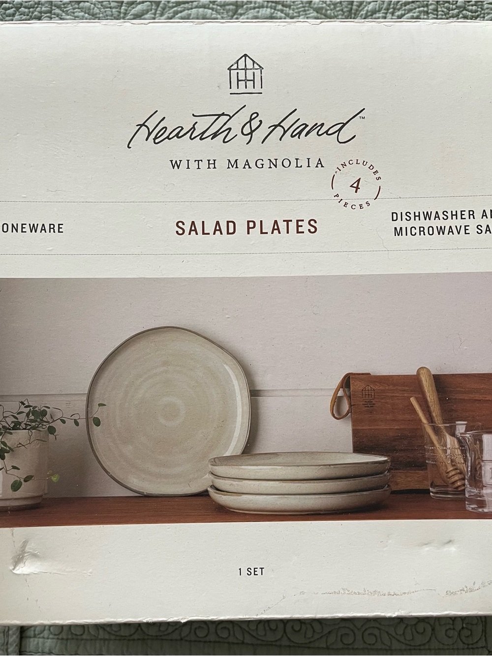 8" 4pk Stoneware Reactive Glaze Salad
Plate Set Gray - Hearth & Hand